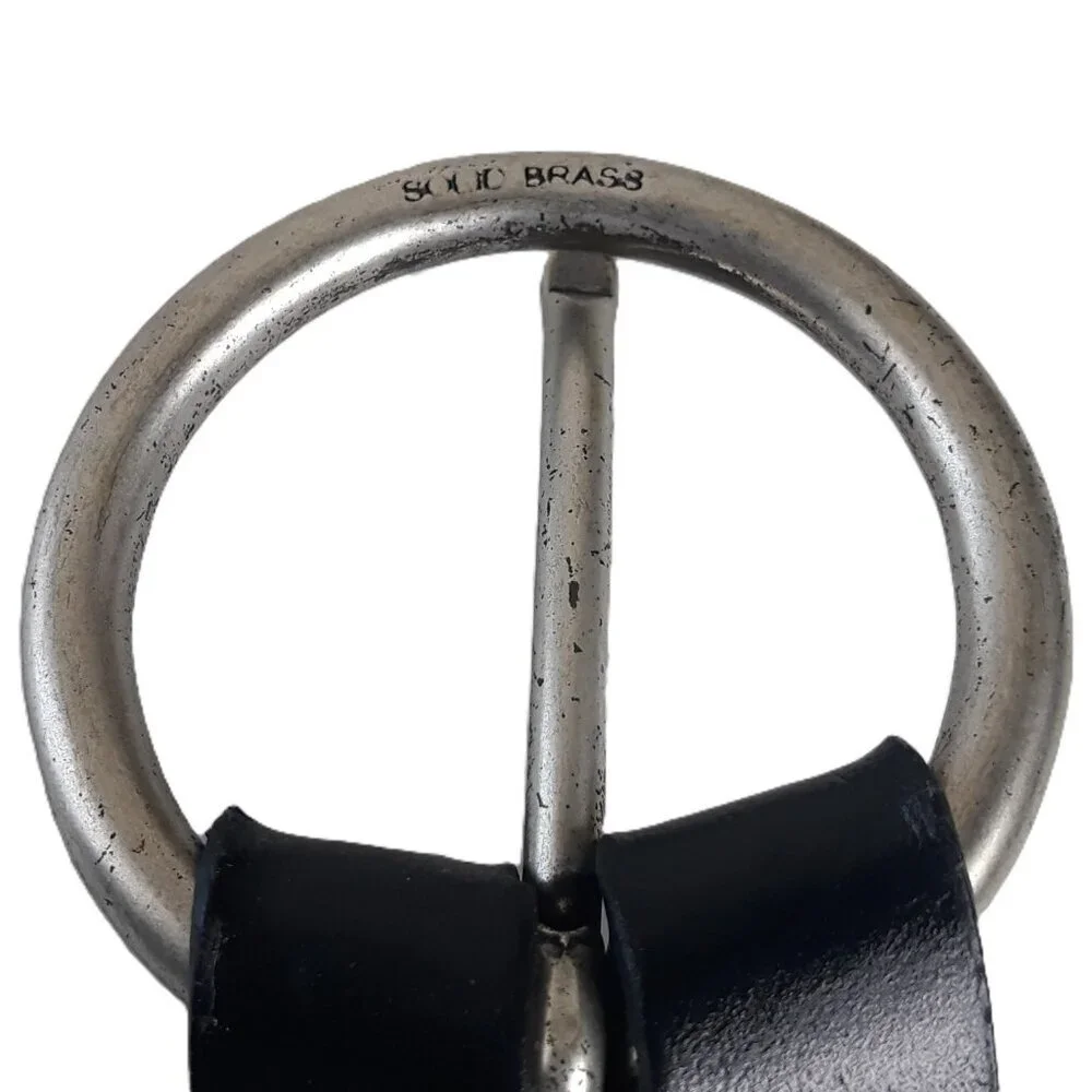 Black Leather Whipstitch Belt S by Perry Ellis Western Rodeo Boho